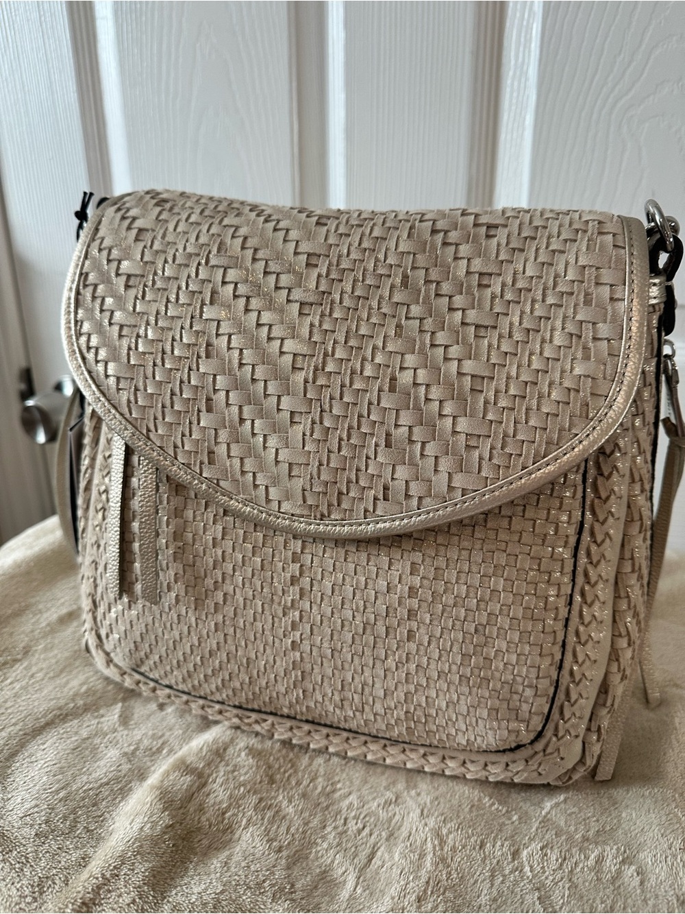 Aimee Kestenberg All For Love Novelty Convertible Shoulder Bag-Metallic Sand NWT